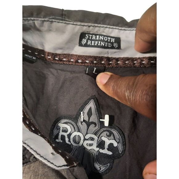 Roar Strength Refined Button Up Shirt Men Sz L Embroidered Charcoal Gray‎ - Picture 5 of 7